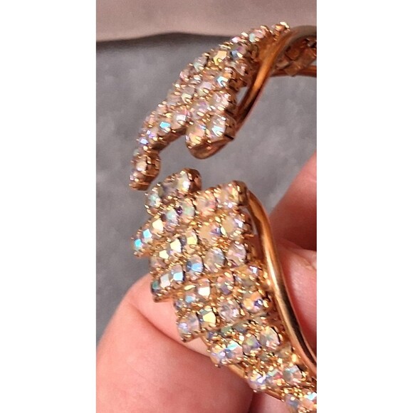 Vintage AB Rhinestone Wide Clamper Bracelet - Picture 6 of 8
